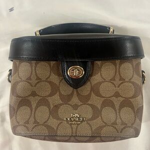 Coach Mini Brown and Black Structured Bag